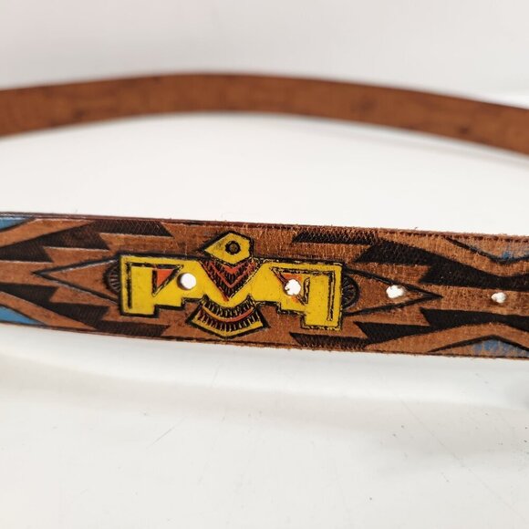 Mens Leather Belt Southwest Navajo Style 42" - Picture 2 of 10